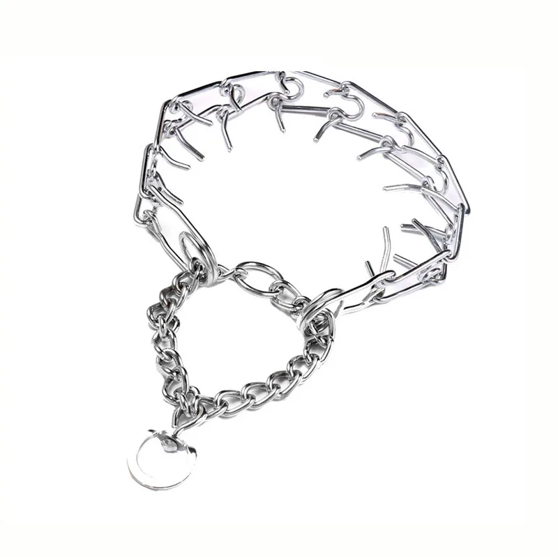 Ошейник для дрессировки собак регулируемая цепь из серебристого хромированного