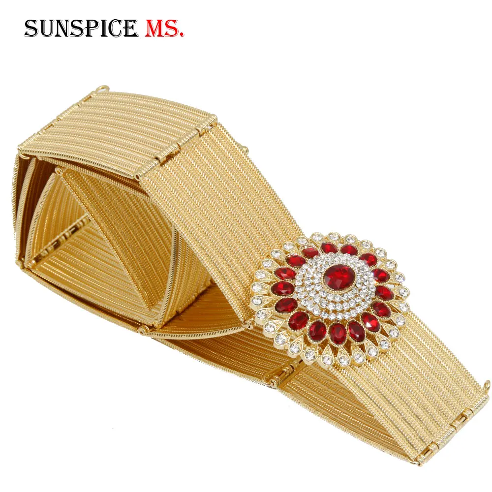 SUNSPICE-MS позолоченный кафтан ремень, марокканские женские свадебные украшения, регулируемая длина, цепочка на талию, металлический арабский пояс, Дубай, свадебный подарок
