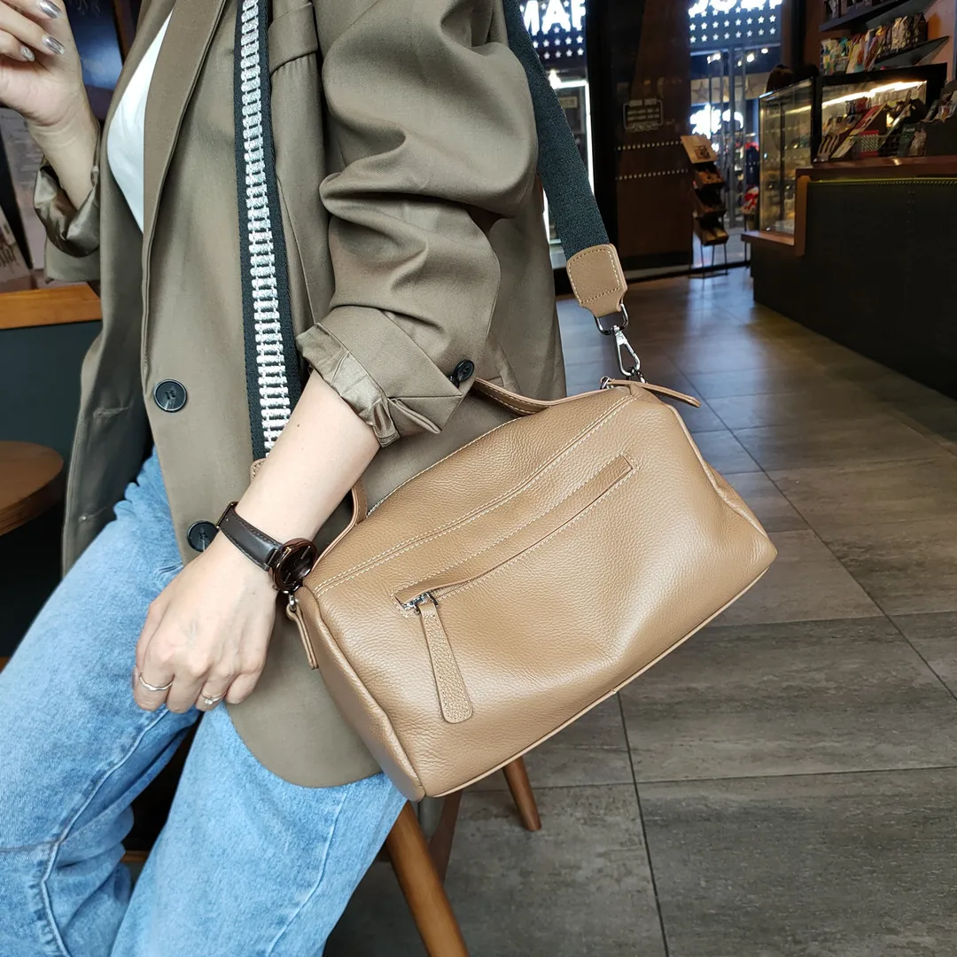 

Fashion Genuine Leather Large Capacity Women Shoulder Bags Casual Tote Bag Bucket Bags Cross Body Messenger Bags