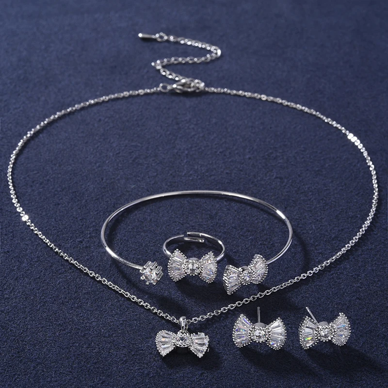 Детский комплект ювелирных изделий HADIYANA модный дизайн в форме банта детское