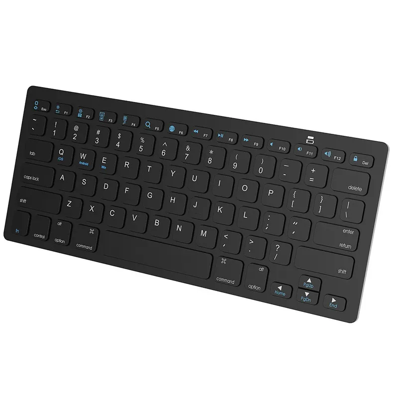 English Black Bluetooth Keyborads тонкий беспроводной Русский Испанский корейский французский арабский для IPAD2345 Mac ios Android windows для телефона планшета ноутбука - Цвет: English Black