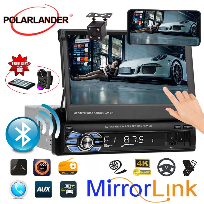 Автомагнитола магнитола с Bluetooth MP4 MP5 fm радио TF USB 7 дюймов 1 din|1 din|din dincar stereo bluetooth usb |