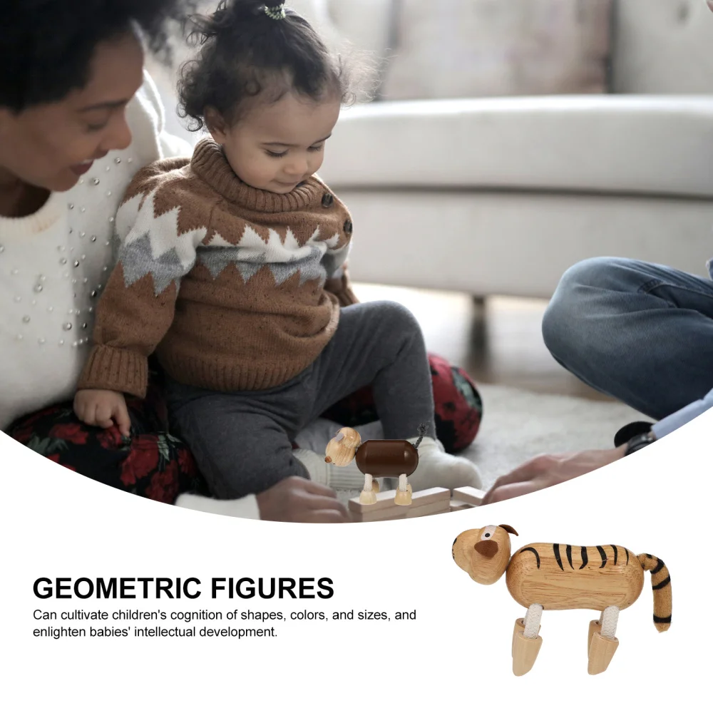 

2pcs Household Ornaments Wood Animal Puppet Tabletop Decorations for Kids