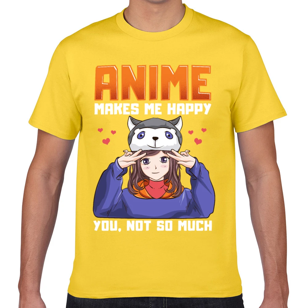 Топы Футболка Для мужчин аниме делает меня счастливым Вы не столько каламбур