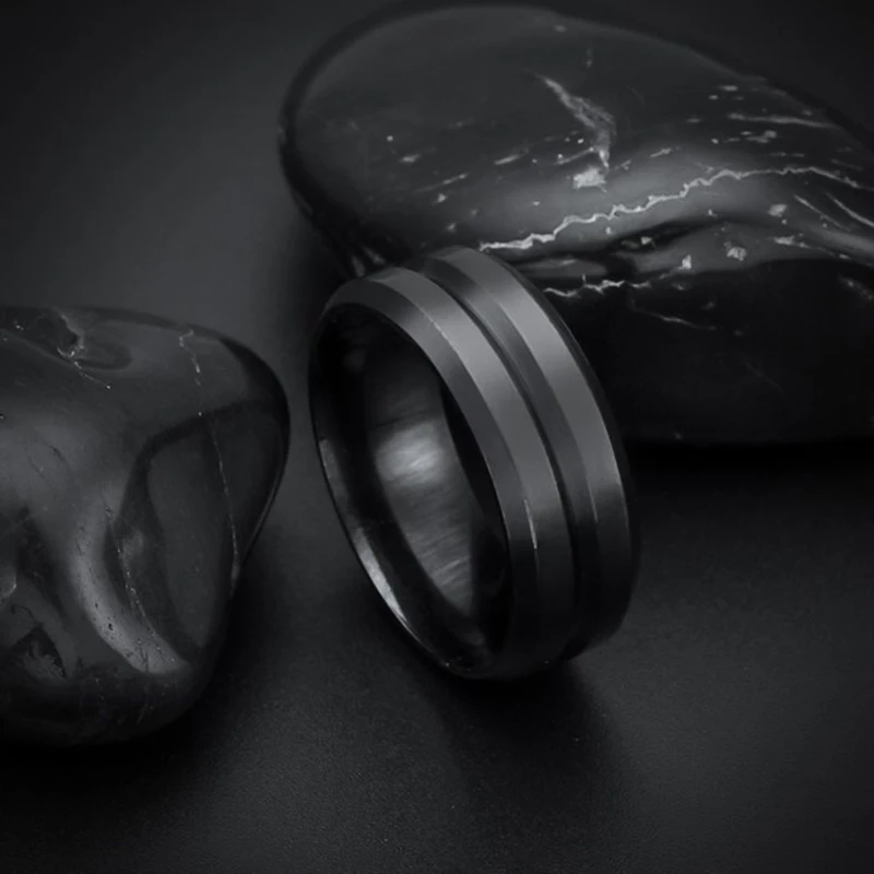 Модные мужские ювелирные изделия кольцо из нержавеющей стали вольфрама черные