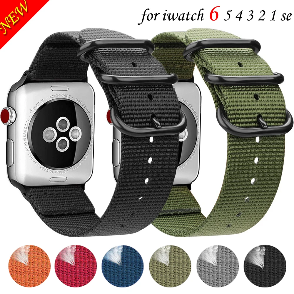 

Jumping Single Tour Strap For Apple Watch 6/SE/5/4 40MM 44MM Nylon Canvas Bracelet For iwatch 3/2/1 38MM 42MM Braided Wristband