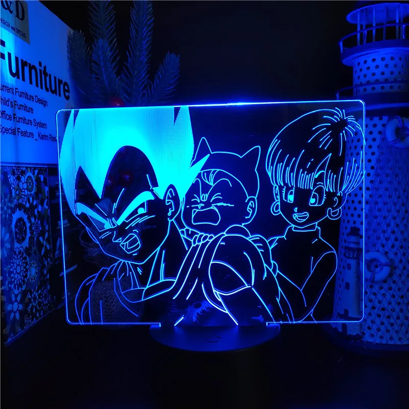 Dragon Ball Z  Vegeta Bulma Trunks Family Acrylic 3d LED Night Light Children Kids Room Decorative LED Table Lamp Xmas Gifts