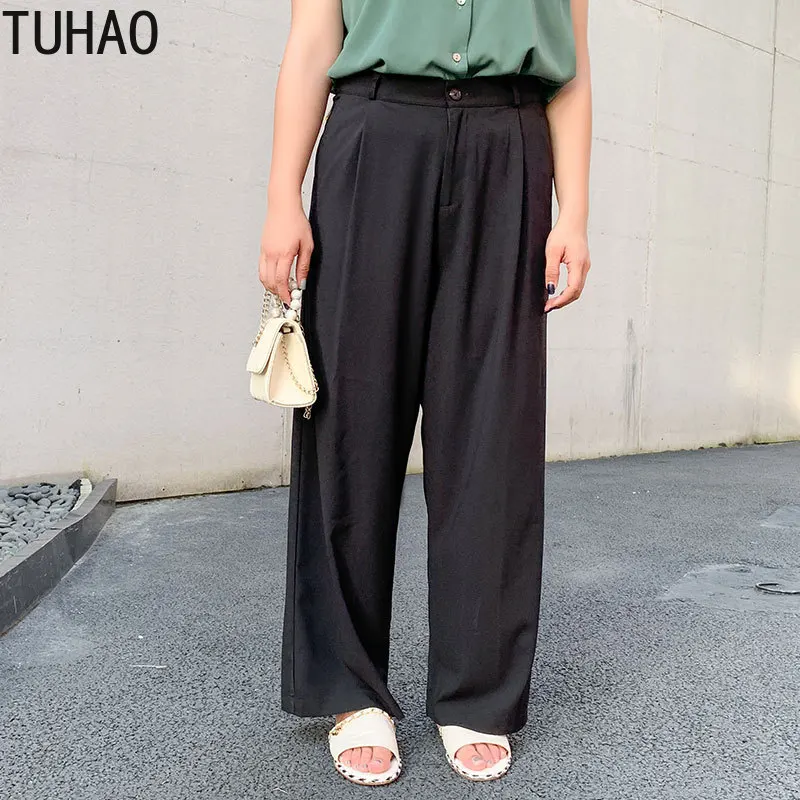 

Женские деловые брюки TUHAO в Корейском стиле, элегантные осенне-зимние брюки с широкими штанинами, офисные брюки большого размера, модель WM54, ...