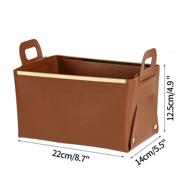 

Nordic Storage Basket for Makeups Fruits Desktop Leather Storage Box Living Room Folding Sundries Organizer for Toys Books