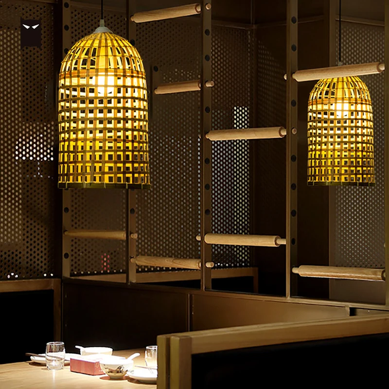 Ремесло бамбук плетеная подвеска в виде корзины осветительный прибор кантри