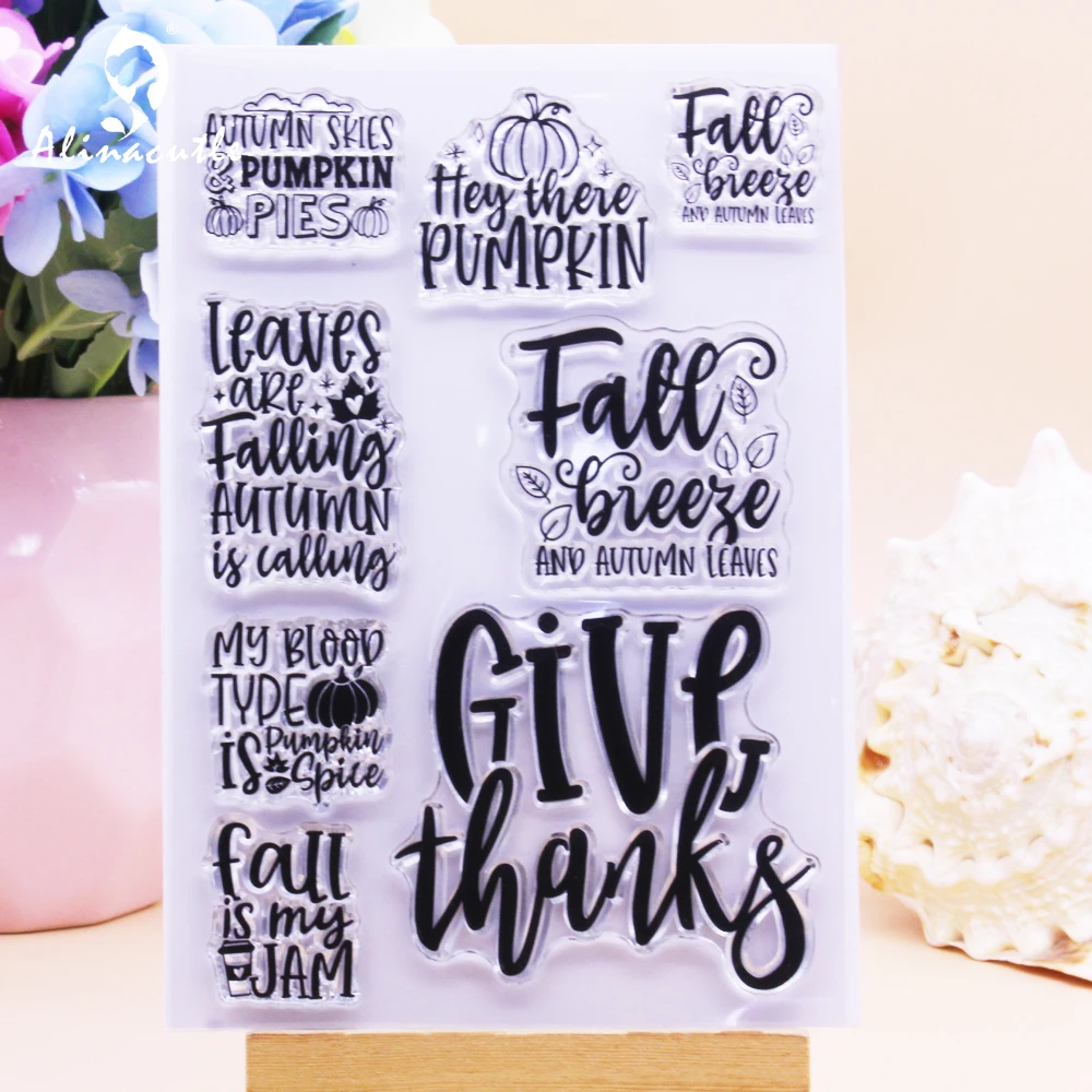 

CLEAR STAMPS Fall Give Thanks Pumpkin Scrapbooking Handmade Card Album Paper Craft Rubber Transparent Silicone Stamp