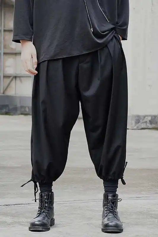 

IEFB Drawstring High Waist Causal Pants For Male Autumn New Looose Trousers Men's Japanese Fashion New Pants Wide Leg 9Y1573