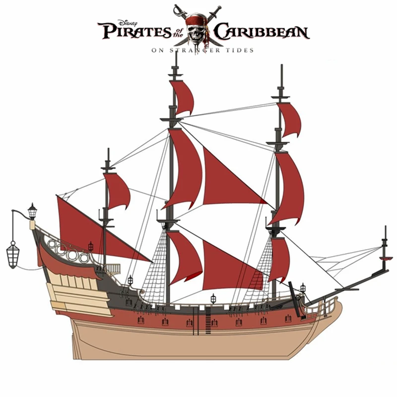

New Queen Anne's Revenge Black Pearl Caribbean Pirates Ship Pirates Boat FIT 4184 4195 Ideas Model Building Block Brick Kid Gift