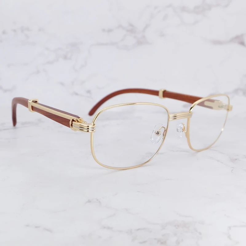

Clear Eyeglasses Frame Fashion 2022 Trending Spectacles Wood Metal Transparent Glasses Frames Vintagsun Shades Fill Prescription