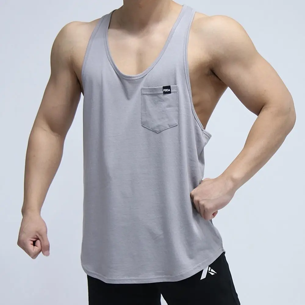 Майка мужская для тренажерного зала хлопок без рукавов повседневная майка