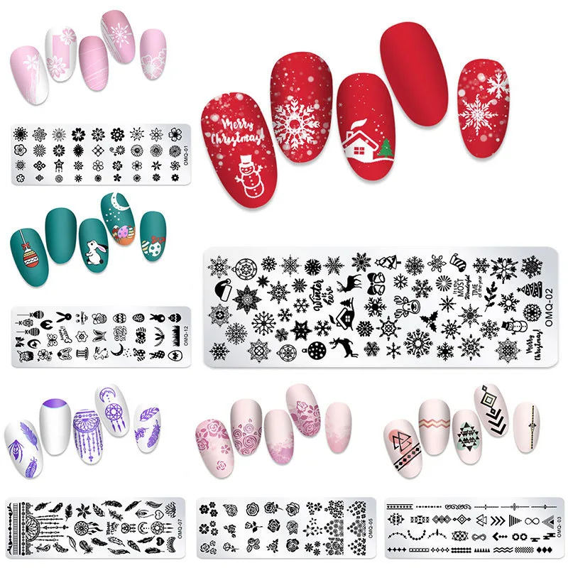 

1pcs Snowflake Nail Art Templates Stamping Plate Design Flower Animal Glass Christmas Lace Stamp Templates