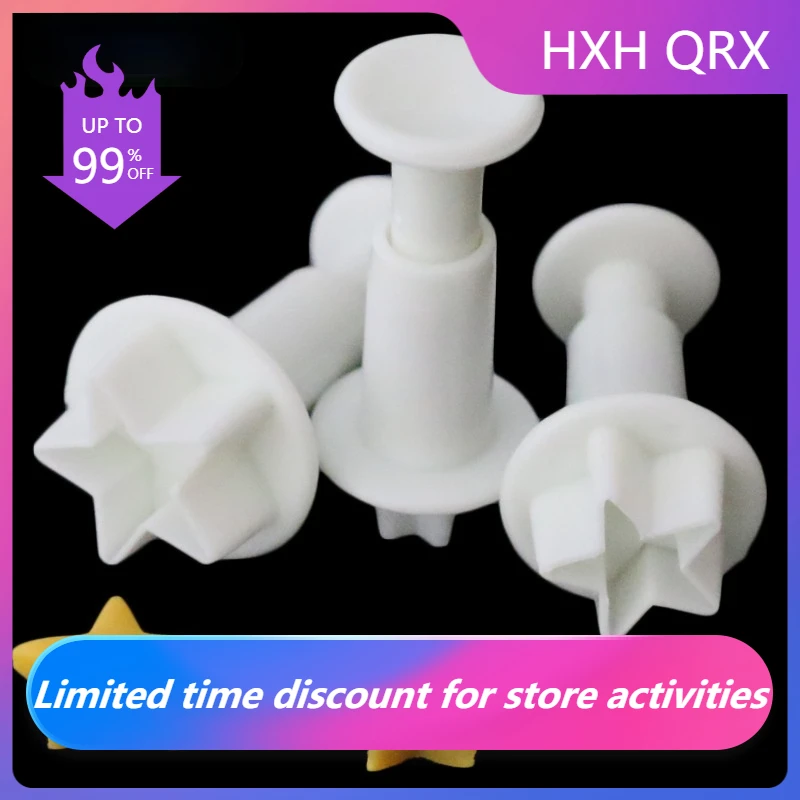 

3pcs Cake Decorating Molds Silicone Mini Star Plunger Fondant Mold Biscuit Cookies Cutter Cake Decor Tools