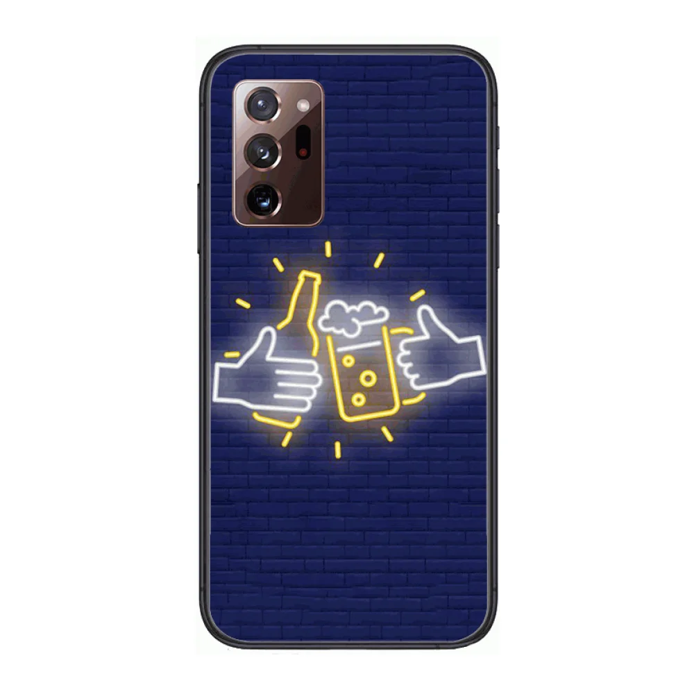 

Fluorescent color glass Phone Case cover hull For SamSung note20 10 9 8 4 pro plus black prime soft bumper Transparent