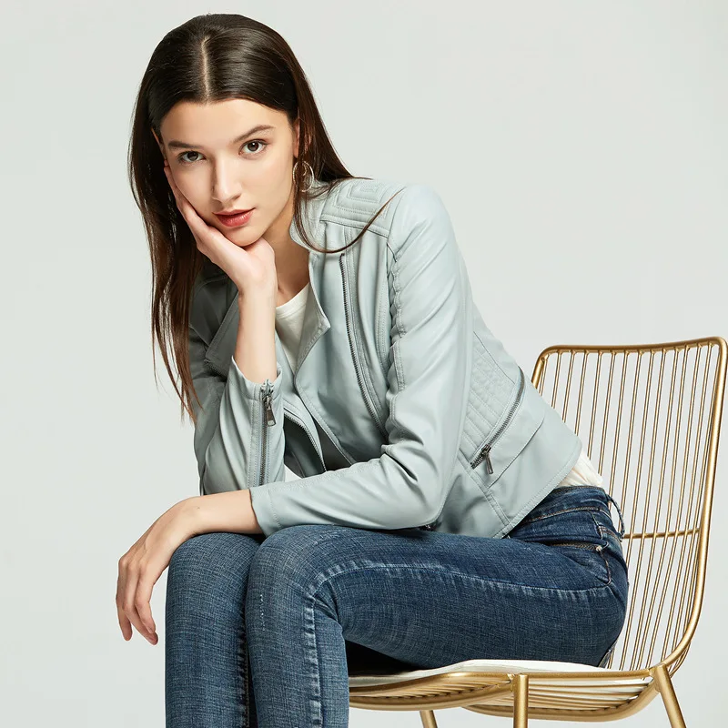 Women's Faux Leather Motorcycle Jacket for Women Yellow Pink Khaki Burgundy Streetwear Coat Punk Rock Moto Biker Pu Jackets