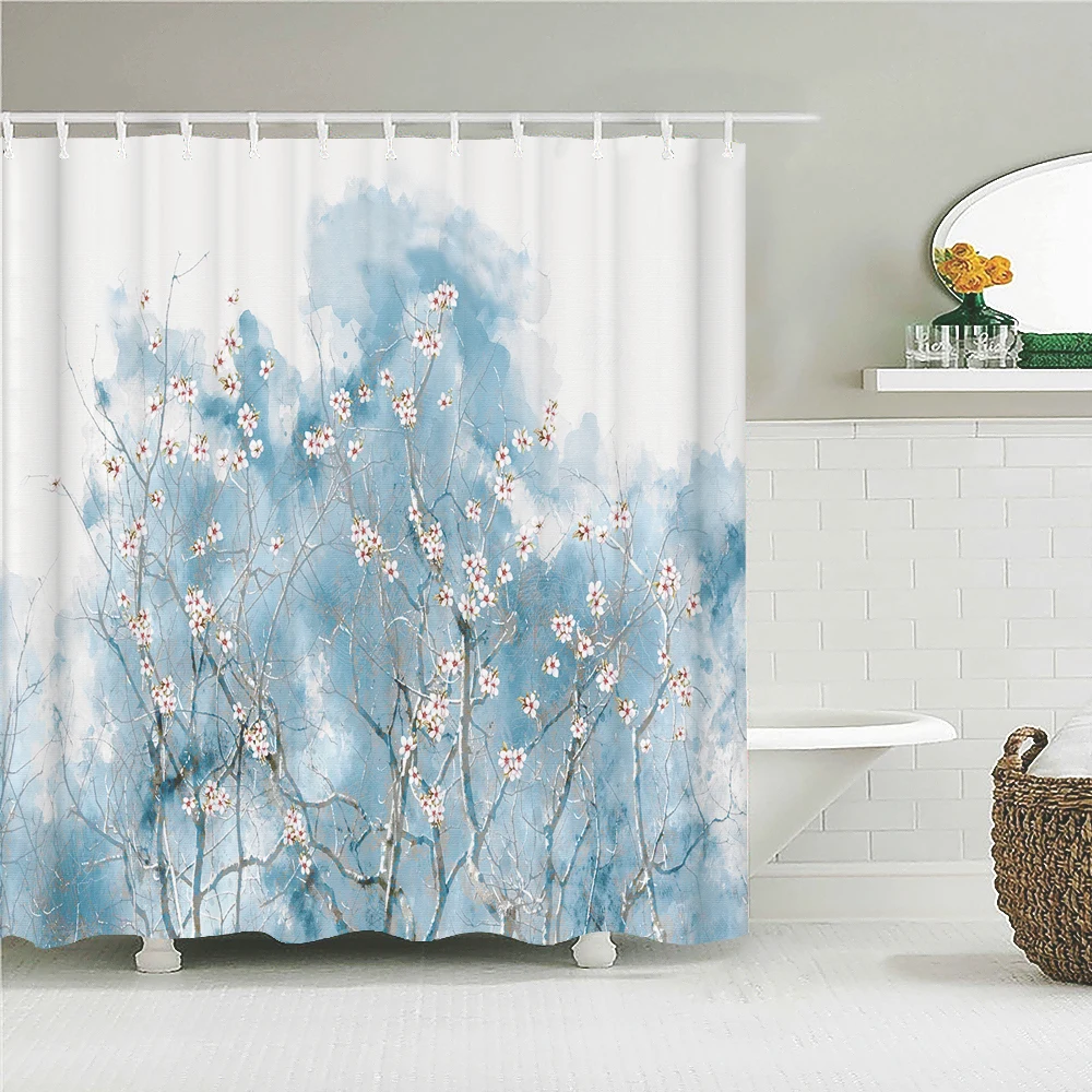 

Colorful Beautiful Flowers Shower Curtains Bathroom Curtain Frabic Waterproof Polyester 240x180cm Bathroom Screen with Hooks