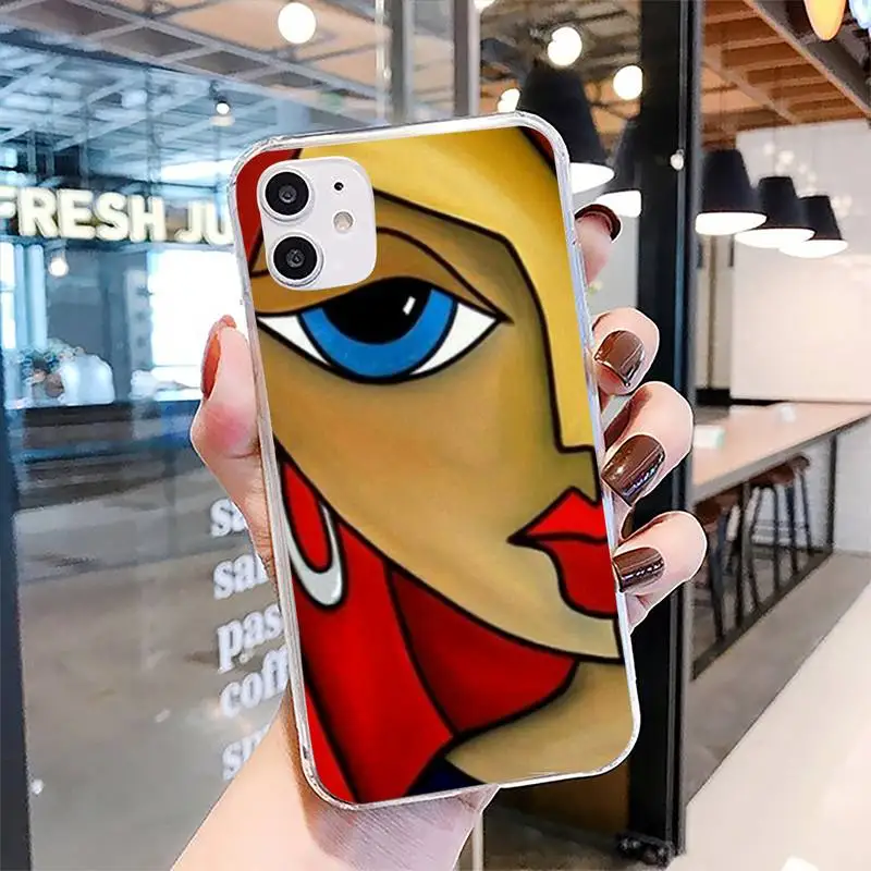 

Picasso abstract Art painting Phone Case For Clear-Iphone 5s 6 6s 7 8 11 12 X Xs Xr Pro Plus Max Mini Fundas Cover