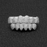 zircon bling bling teeth grillz top bootom dental mouth punk teeth caps cosplay party tooth rapper hip hop jewelry tg010