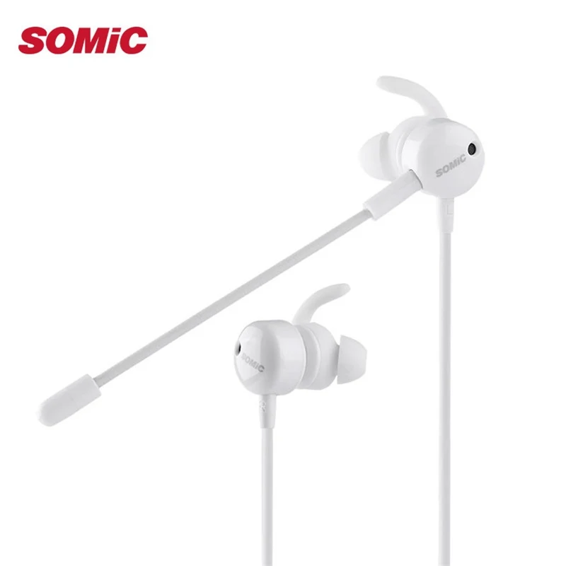 SOMiC G628 Игровые наушники вкладыши 3 5 мм USB Проводные Белые Двойные микрофоны
