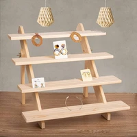 boho natural wood jewelry organizer earrings ring diy jewelry display stand storage holder box wooden base store decor gifts