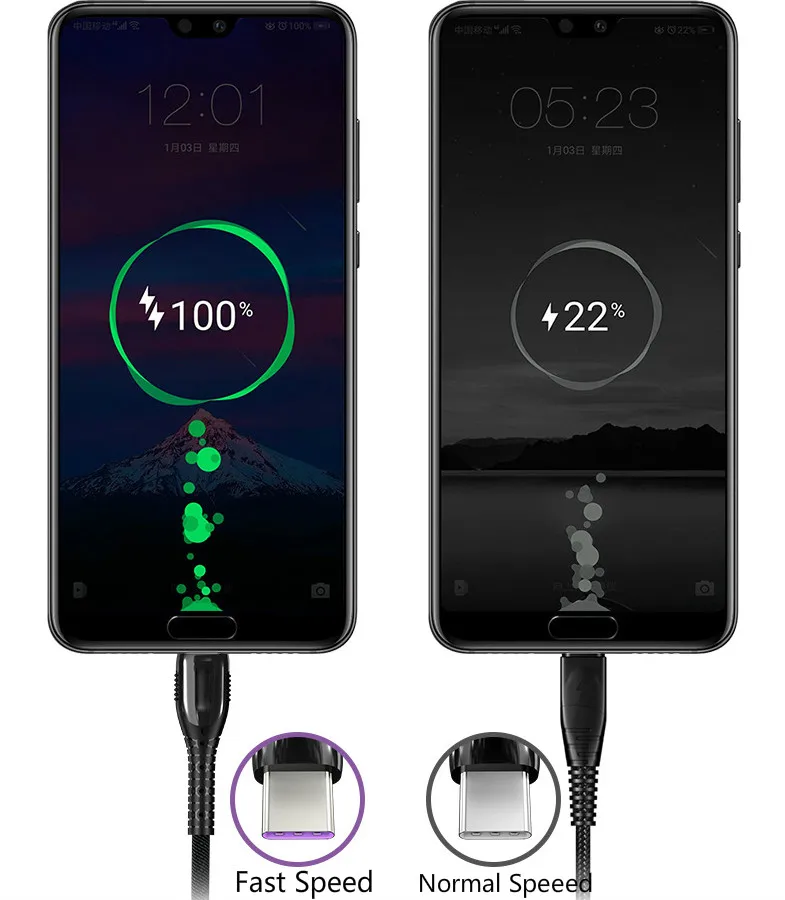 2 пары в упаковке с разъемом usb type-c кабель для зарядки 5A быстрой и передачи данных