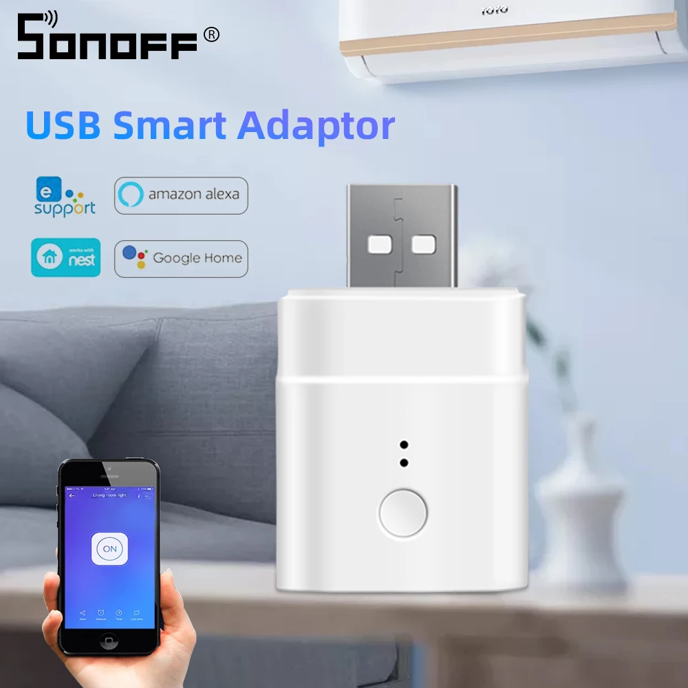Микро мини USB адаптер SONOFF wi fi переключатель 5 В беспроводной питания Умный