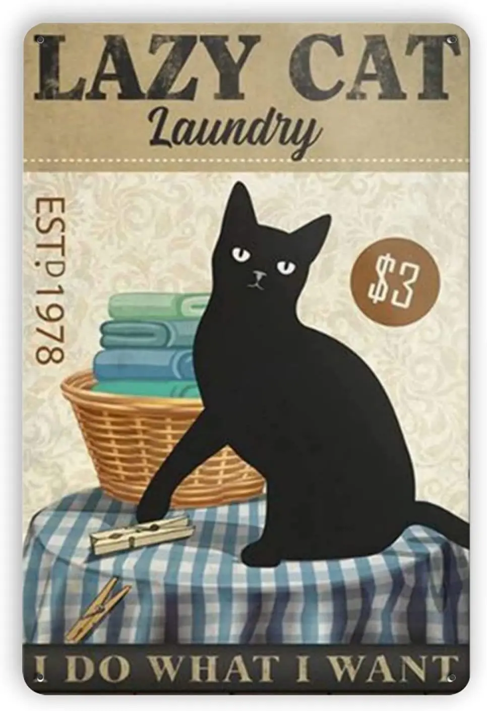 

Ovonetune Cat Tin Metal Sign, Retro Wall Art Decor Bedroom Fun Decoration for Home Kitchen Bar Room Man Cave Lounge Garage