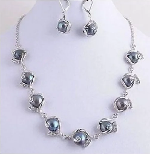 Бесплатная доставка ювелирное изделие Необычное Ожерелье с черным жемчугом