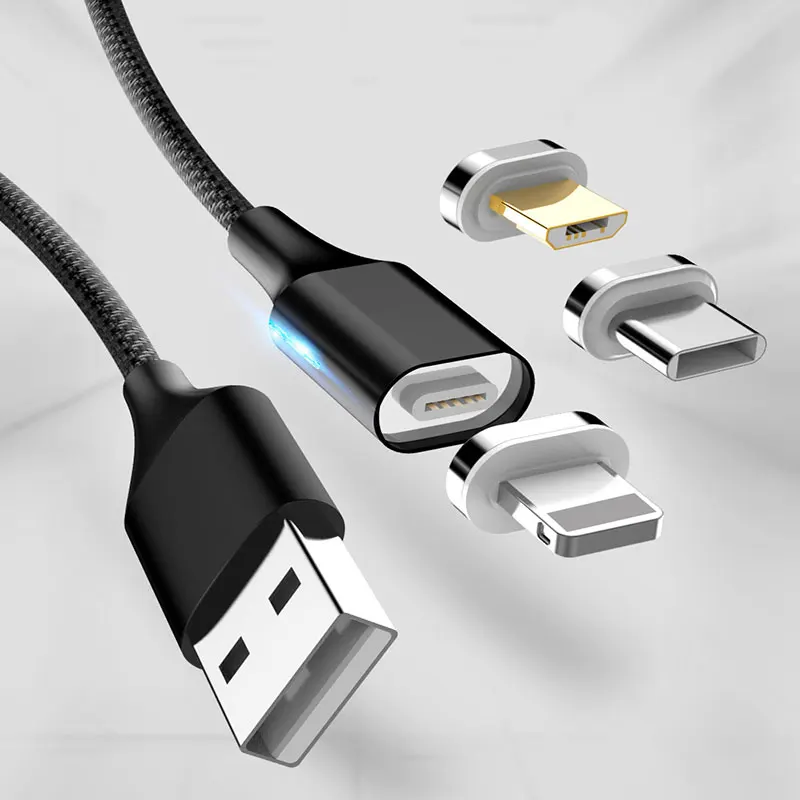 Usb-кабель Магнитный светодиодный свет 2M 3A кабели для зарядного устройства USB для IPhone Xs Max IPhone6s7s8x Plus Ipad Mini 1 2 3 4 зарядное оборудование