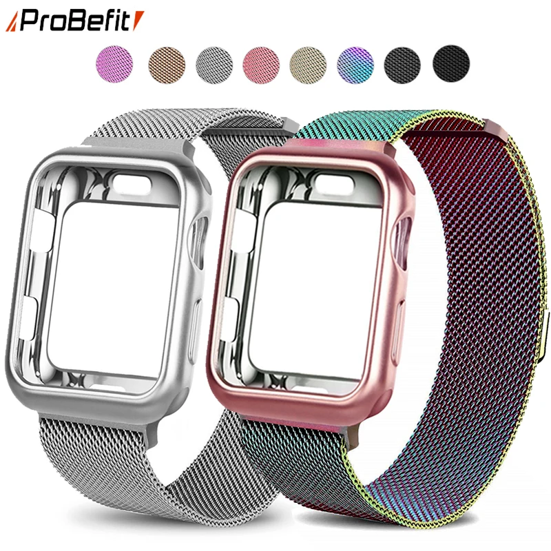Миланская петля ремешок с чехол для Apple Watch 42 мм 38 мм браслет из нержавеющей стали ремешок для iwatch серии 4 5 40 мм 44 мм