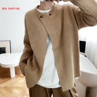vintage chic two buttons womens sweater jumpers elegant solid open stitch knitwear female knitted cardigans autumn winter 2020