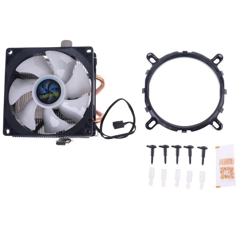 

Silent CPU Cooler LGA/2011/115X/775 3 Pin PC Cooling Radiator 2 Copper Tubes LED K3KE