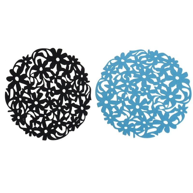 2 шт Круглые Цветочные фетровые подстилки-салфетки с лазерной огранкой кухонные
