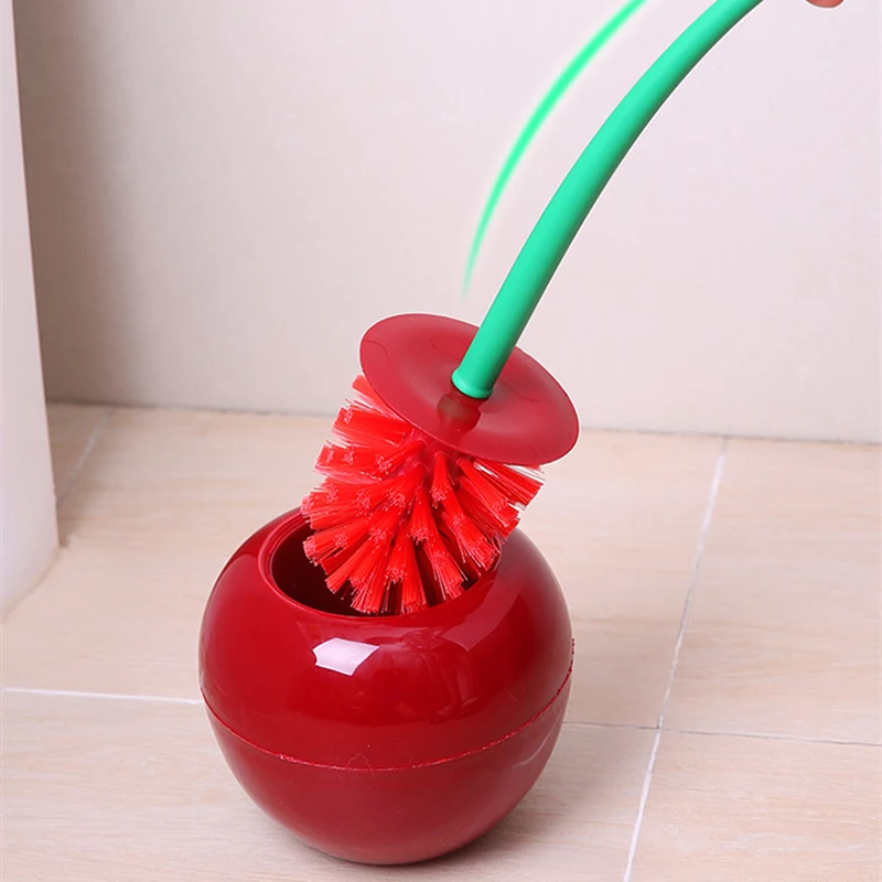 Household Creative Cute Cherry Shape Long Handle Soft Hair Toilet Brush Set No Dead Corners Cleaning Home Bathroom WC Supplies | Дом и сад