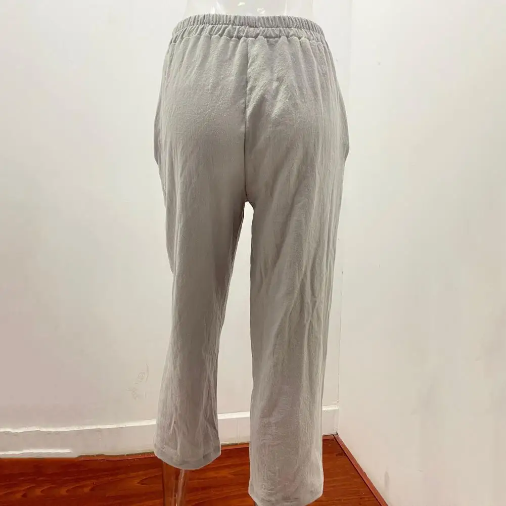 

Cotton Linen Pants For Women Trousers Casual Loose Solid Color Pocket Harem Pants Popular Lady Khaki Basic Trousers Plus Size