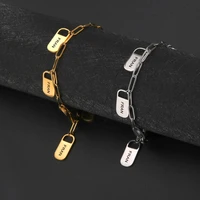 sipuris custom name bracelet 1 7 nameplates pendant stainless steel rectangular chain personlized bracelet for women jewelry