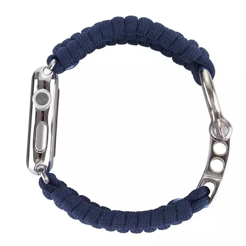 

Outdoor Sport Nylon Umbrella Rope Strap for Apple Watch SE Band 40mm 44mm 38mm 42mm Woven Bracelet Series 6 5 4 3 2 Belt