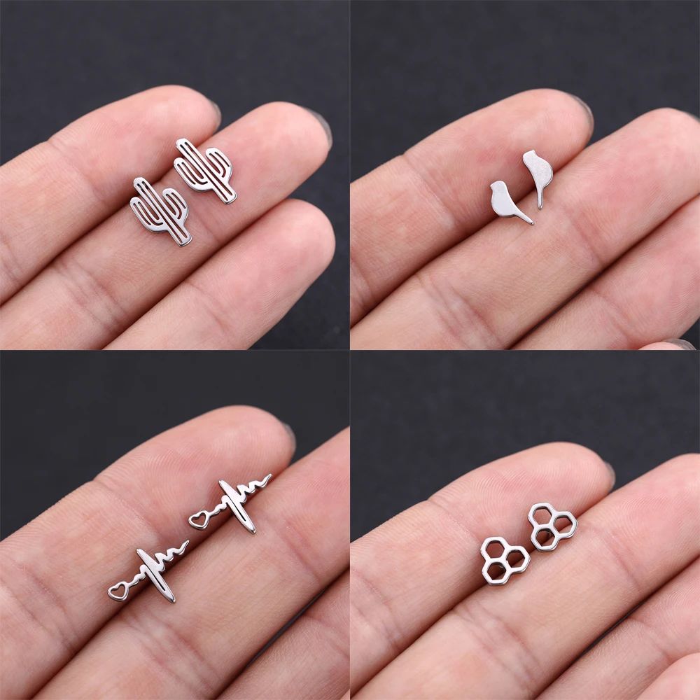 Серьги COOLTIME в стиле ретро с геометрическим рисунком растения кактуса птицы