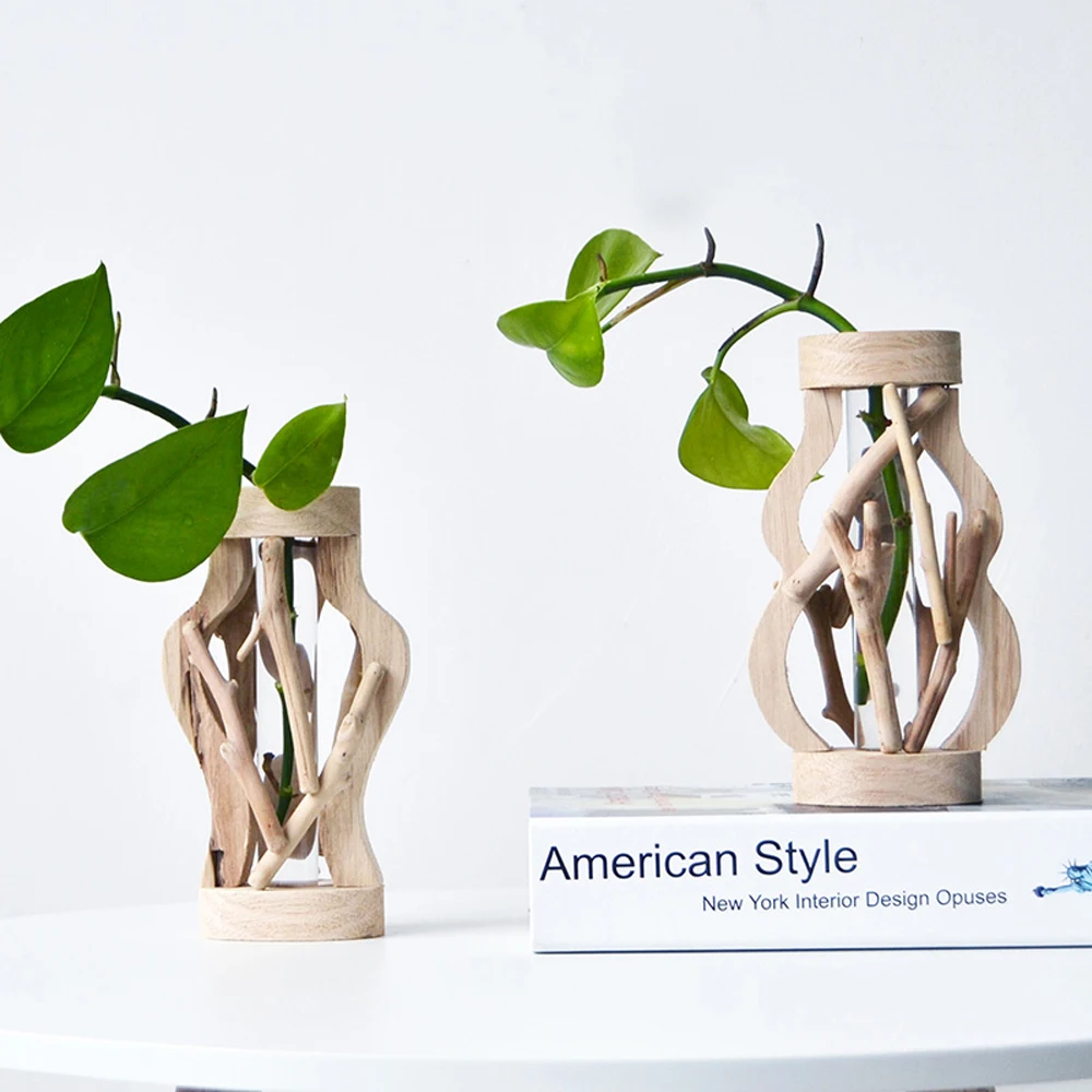 Деревянная ваза ручной работы декоративный цветочный горшок из массива дерева