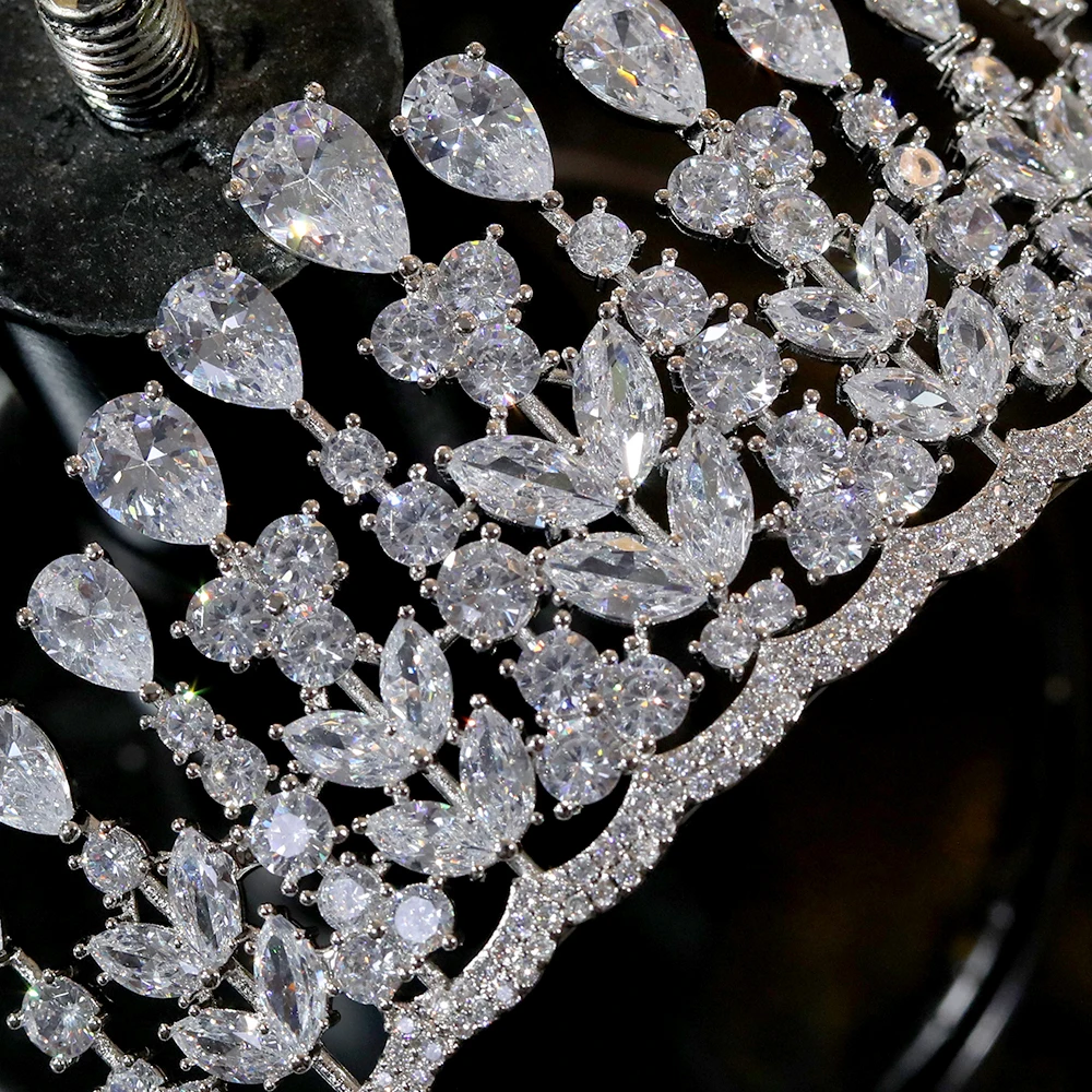 

ASNORA Luxury Wedding Cubic Zirconia Tiara, Female Crystal Headdress Crown, Dance Party Head Jewelry, Bridal Crown