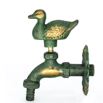green duck Наружный декоративный садовый кран в форме животного бибкок зеленый/античный латунный кран для швабра/садовый смеситель в форме животных - Цвет: green duck