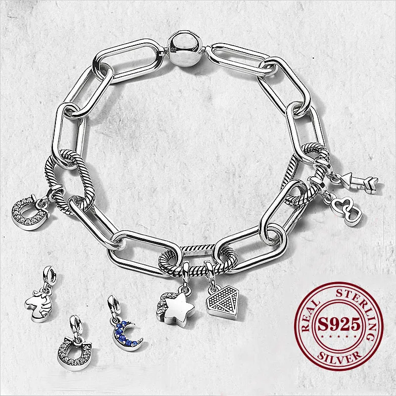 

Bewill 2020 New Silver 925 Fit Original Charms ME Bracelet Necklace Trinket Jewelry For Women Man DIY Making