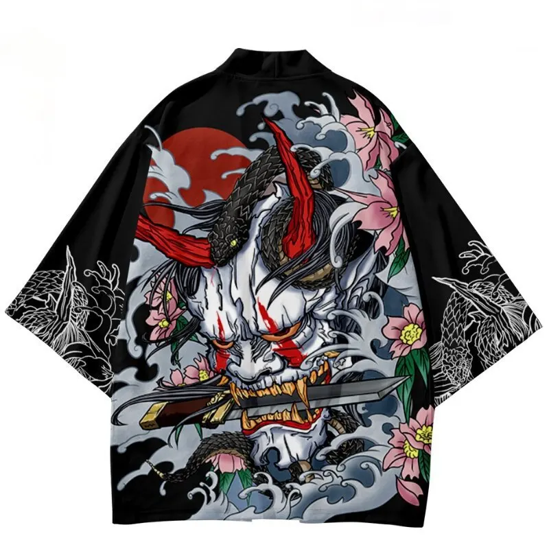 

Anime Summer Yukata Short Sleeve Samurai Cosplay Costume Haori Obi Beach Kimono Cardigan Japanese Streetwear Jacket Drop Ship