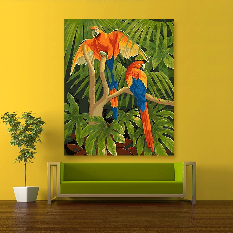 Животное птица Макау живопись по номерам прекрасный умный разноцветный попугай