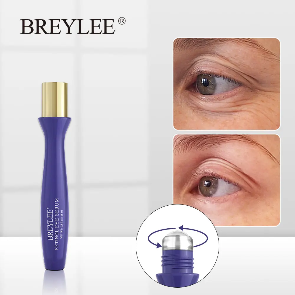 

BREYLEE Retinol Eye Serum Eye Roller Lifting Moisturizing Firming Reduces Fine Lines Eye Bags Remove Wrinkles Eye Care15ml