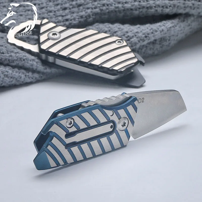 

Mini Pocket Folding Knife Titanium Alloy CS Go Knives Outdoor Camp Survival Letter Opener Portable Outdoor Black/Blue